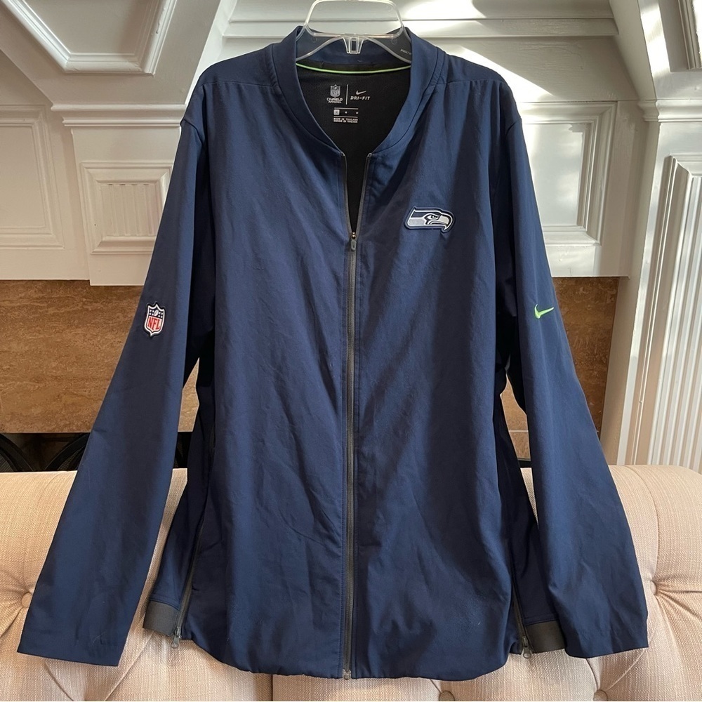 AE: Nike Dri Fit NFL Seattle Seahawks Jacket Men's M Full-Zip Jacket Navy